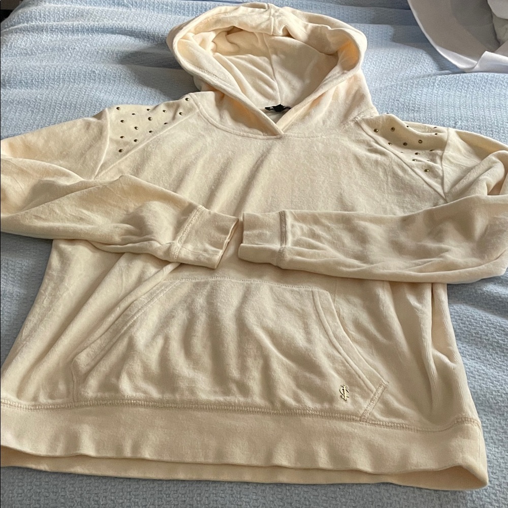 Juicy Couture Cream Hooded Sweater with Studded Accents